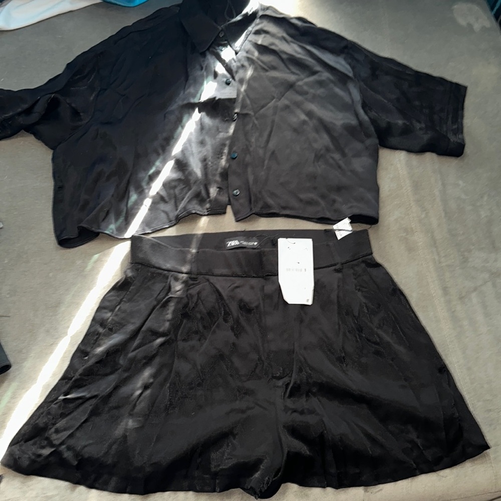 Zara 2 piece black shorts set